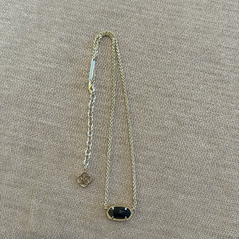 Kendra Scott Elisa Gold Pendant Necklace in Black Opaque Glass